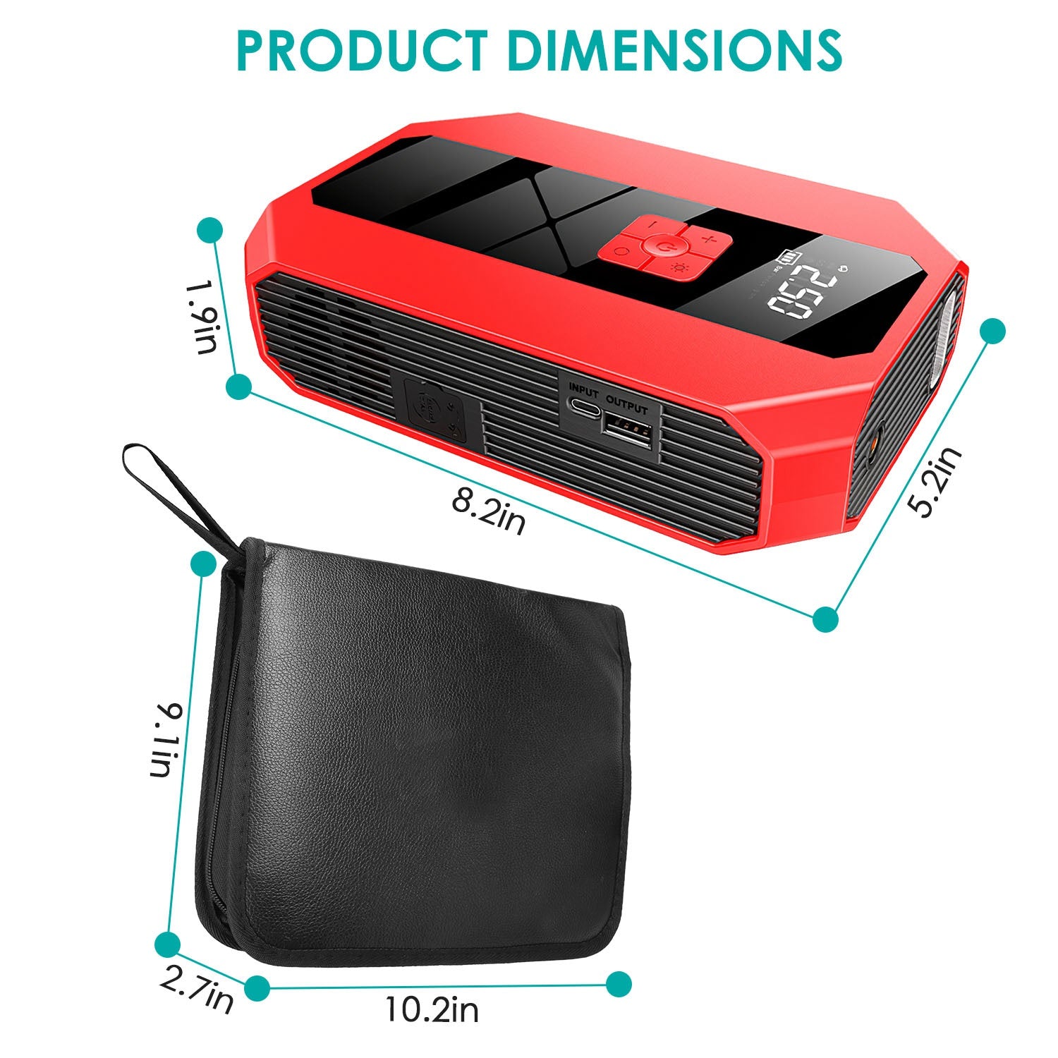 Portable Jump Starter + Tire Inflator — 1500A, 400PSI, Power Bank Combo